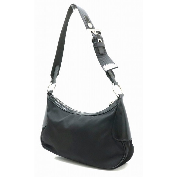 Prada Nero Black Nylon Leather Shoulder Bag - Picture 1 of 9